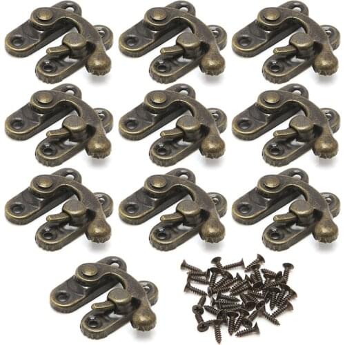 10x Antique Metal Catch Curved Buckle Horn Lock Clasp Hook Jewelry Box Padlock