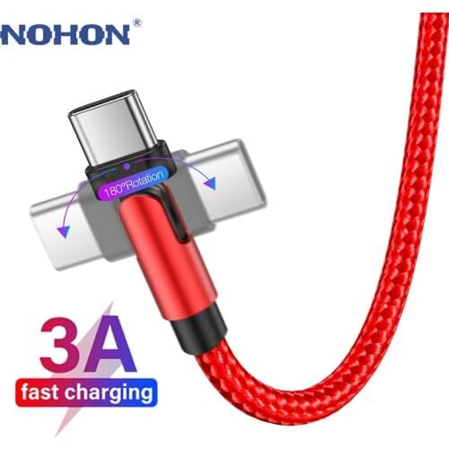 180 Degree usb c type c cable Fast Charging Data Cord Charger usb cable c For Samsung S10 S9 A51 xiaomi mi 10 redmi note 9s 8t