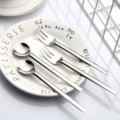2pcs/Set Coffee Spoon Fruit Fork Flatware Cutlery Dessert Tool Branches Shape Fork And Tea Spoons