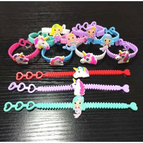 6pcs Unicorn Party Decorations Rubber Bracelet Unicorn Birthday Party Decorations Kids Baby Shower Deco Mermaid Party Favors