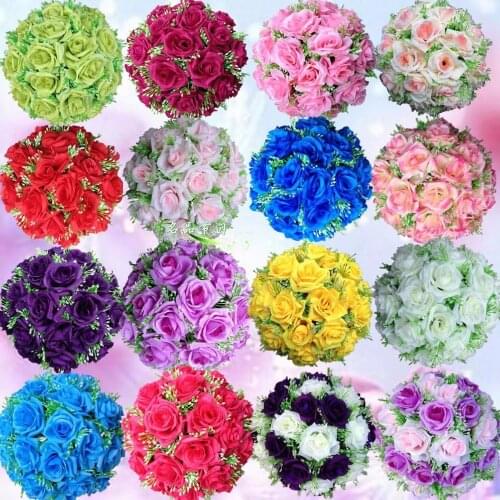 Free shipping 30cm*12 pcs Rose kissing ball artificial silk flower wedding decoration Miti color for choice