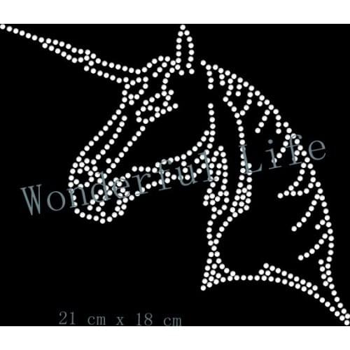 Free shipping Unicorn Head Iron On Rhinestone Transfer