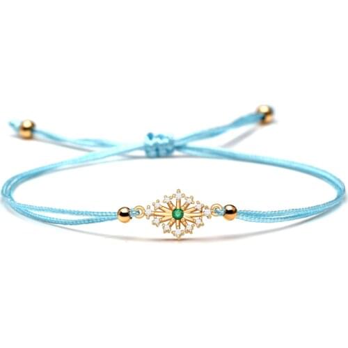 Prismatic Copper Charm Cubic Zirconia Crystal Braided Bracelet Women Girl Simple Delicate Cute Quadrilateral CZ String Jewelry