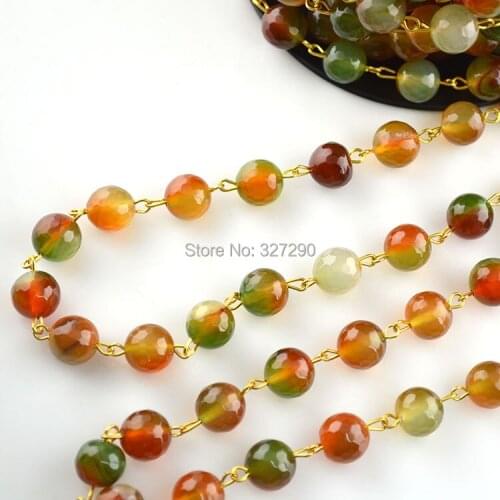 110'' Green Color Natural Faceted Stone Stone Beads Wire Linked Chain For Necklace & Jewelry Making Materials