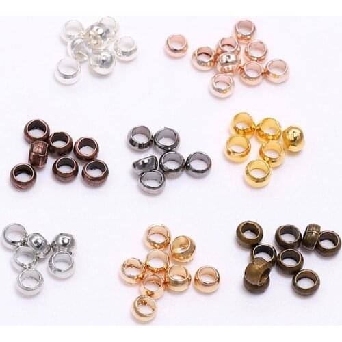 500pcs Gold Silver Ball Crimps End Beads 2/2.5/3mm Stopper Spacer Components Beads For Jewelry Making Findings DIY Accessories