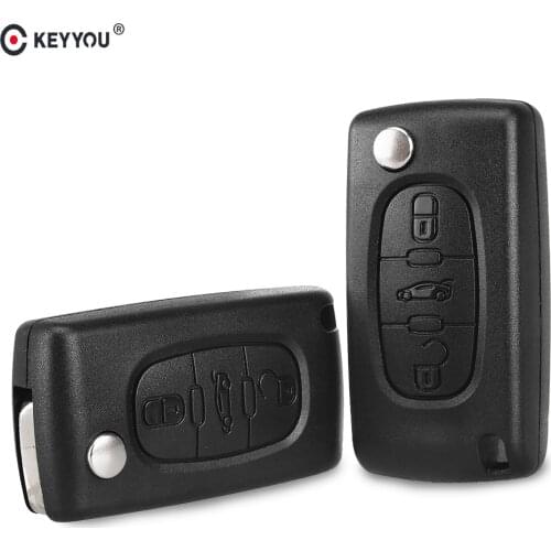 KEYYOU Flip Folding Remote Key Shell Case For Peugeot 207 208 307 308 408 3 Buttons Fob Car Key Cover With HU83/VA2 Blade