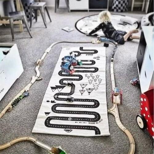 OLOEY 70*170cm Baby Play Mats Track Road Printed Crawling Rugs Adventure Baby Racing Game Mat Children Floor Carpet Room Decor