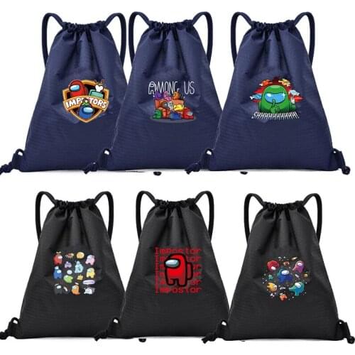Among of Us Game Drawstring Bag Kids Cartoon Backpack Drawstring Bag Travel Carrying Bags Gifts for Boys Girls Birthday Gift