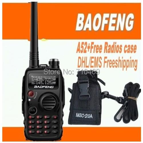 DHLFreeshipp+BaoFeng A52 A-52 Two Way Radio Dual Band 136-174/400-520MHz amateur radio For Hotel Travel Hunt Security+radio case