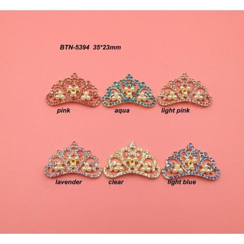 Free shipping 35*23mm gold plating pearl rhinestone crown tiara flatback 100PCS/LOT CAN choose colors(BTN-5394)