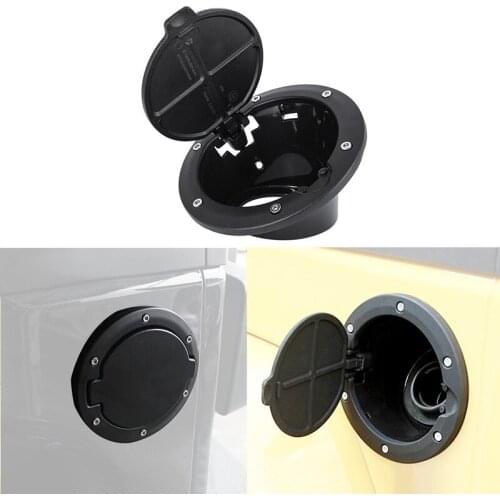 For Jeep Wrangler JK and JK Unlimited Black Stainless Gas Cap Cover 2 Door and 4 Door Gas Tank Cap Cover Door Fuel Filler Door
