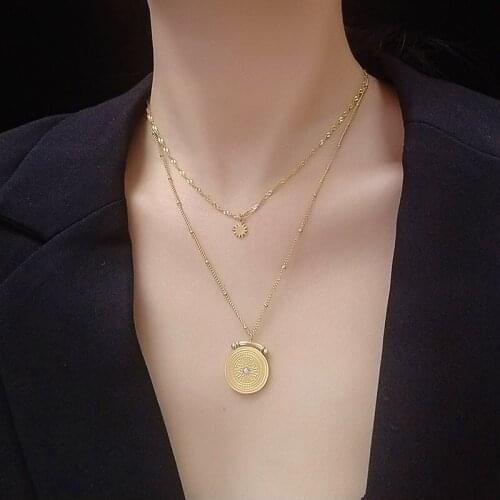 Eight star double-layer diamond necklace collar chain texture versatile necklace jewelry titanium steel material