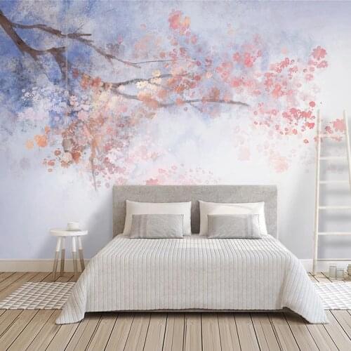 Custom Photo Hand Painted Watercolor Flower Tree Art Mural Papel De Parede 3D Study Bedroom Living Room Wallpaper Wall Covering
