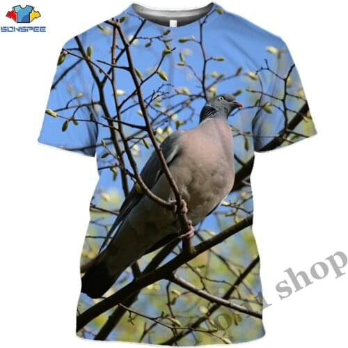 Wild Pigeon T Shirt Flower Tshirt Hunting Animal Brid 3D Print Parrot Mens T-shirt Camo Women Clothing Hip Hop Rock Short Sleeve