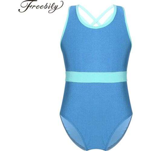 Girls Gymnastic Leotard Sleeveless Criss Cross Back Ballet Leotard Kids Ballet Clothing Dancewear Children Gymnastics Leotards