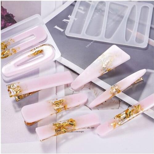 Crystal Epoxy Resin Mold Hair Clip Barrette Casting Silicone Mould DIY Crafts Jewelry Hairpin Making Tools