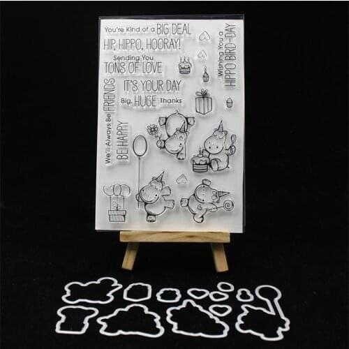 KSCRAFT Hippo Birthday Metal Cuttng Dies for DIY Scrapbooking/Card Making/Kids Fun Decoration Supplies 331