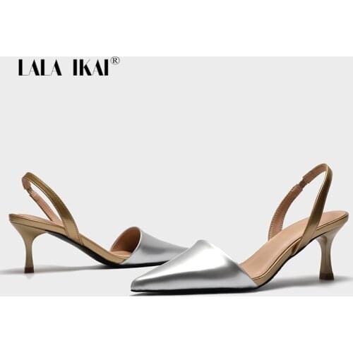 LALA IKAI Womens Summer Pointed Sandals Stiletto High Heels 2020 Fashion Business Casual Ladies Shoes Small Large Size C10276-4