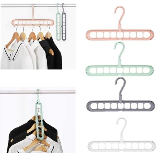Multi-function Folding Support Hanger 9 Hole Rotating Magic Clothes Hanger Closet Organizer Home Bedroom Storage Drying Rack