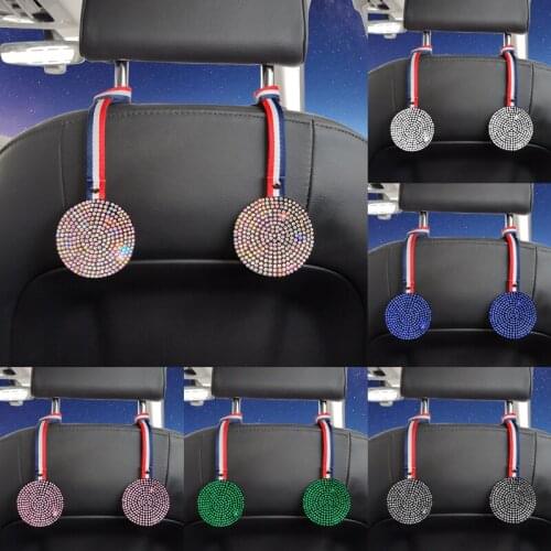 Fashion Car Seat Back Hooks Rhinestone Auto Organizer for Handbags Sparkling Bling Accessories