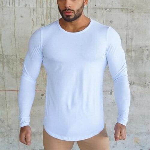 Muscleguys Fitness Long Sleeve T Shirts Men 2020 Autumn New Slim Fit Cotton Bodybuilding Top Male O-neck T Shirt Plus Size
