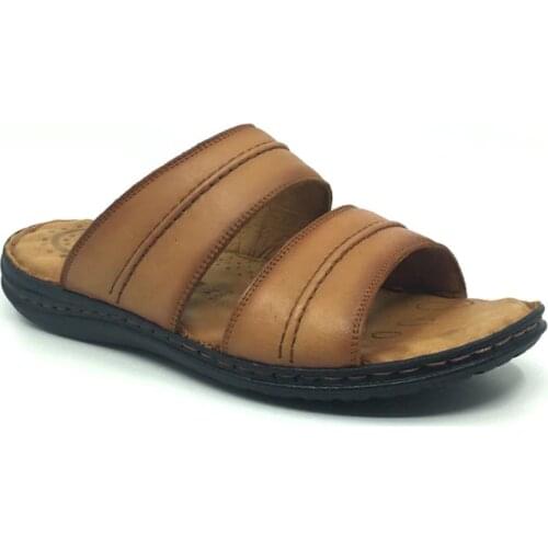 Men Slippers 100 leather Orthopedic 2021 New Season Slippers Sandals Black Brown White