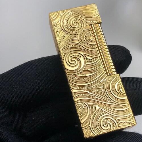 Handmade pure copper premium inflatable lighter loud flint grinding wheel brass butane gas collection machinery smoking gift 85G