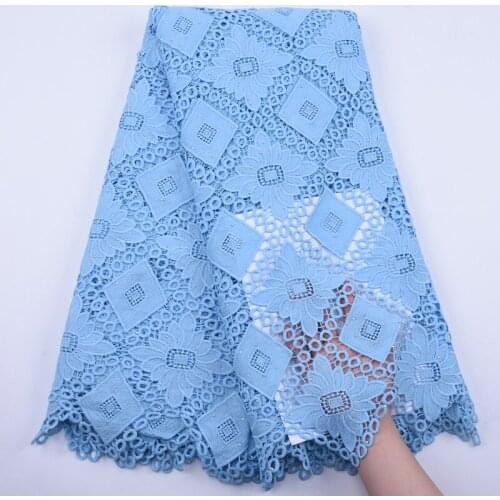 Sky Blue African Cord Lace For Wedding Dress High Quality Guipure Lace Fabric New Water Soluble Print Lace Fabric Y1884