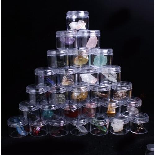 30mm Irregular Natural Crystal Stone Amethyst Green Fluorite Rose Quartz Stones Fossil Mineral Specimen Storage Collection Box