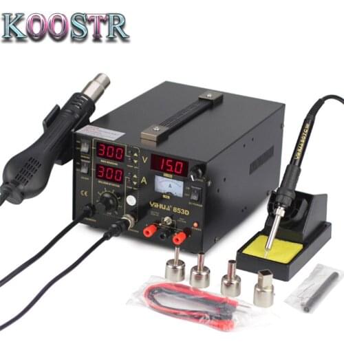 YIHUA 853D Digital Display Heat Gun Triad DC Power Supply Rework Solder Station Electric Blower Hot Air Gun Soldering Iron