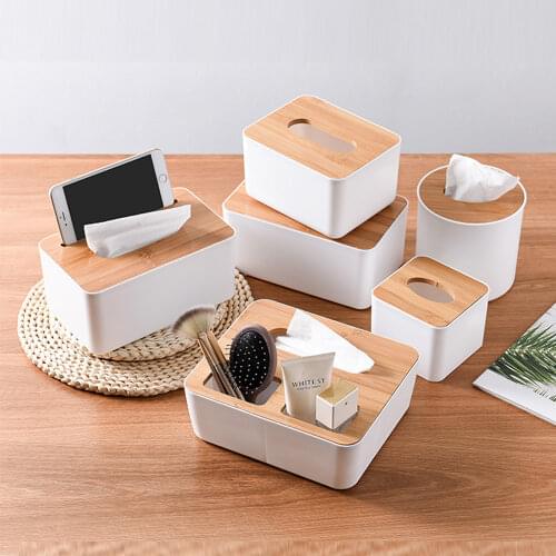 Plastic Tissue Box New Brand Modern Wooden Cover Paper with Oak Home Car Napkins Holder Case Home Organizer Decoration Tools