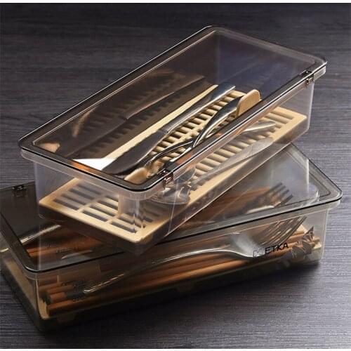 Rectangular Drain Chopsticks Box with Lid Home Kitchen Tableware Storage Box Simple Large capacity Plastic Case for Fork Spoon