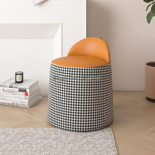 Nordic bedroom chair dressing stool simple modern makeup stool net red light luxury houndstooth sofa stool round stool