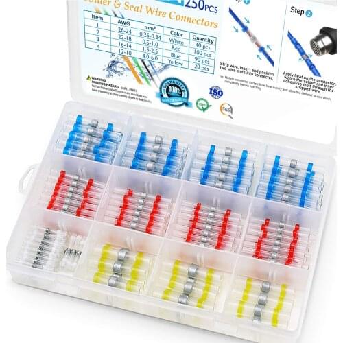 300pcs Heat Shrink Solder Seal Butt Connectors - Waterproof Solder Connector Kit Insulated Automotive Electrical Wire Terminals