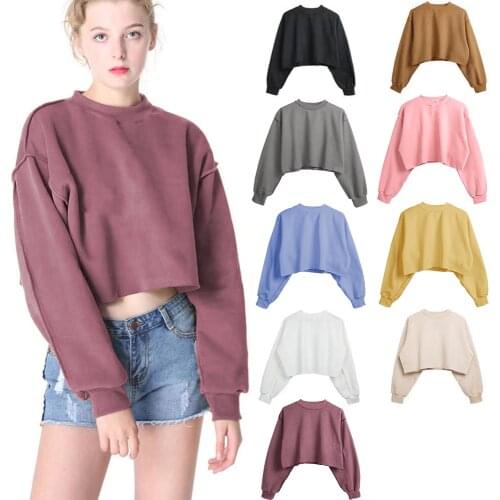 Thick Women Sweatshirt Hoodie Casual Loose Long Sleeve Oversized Streetwear Crop Sweatshirt For Girls Plus Size M30375
