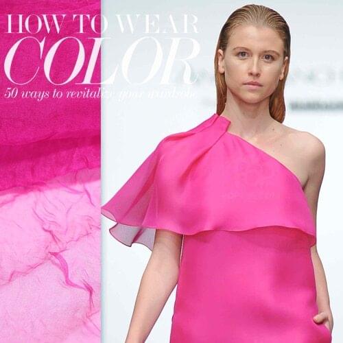 Crushed silk organza fabric Rose Red skeleton hand crisp silk fabric for dress tulle fabric wholesale silk cloth