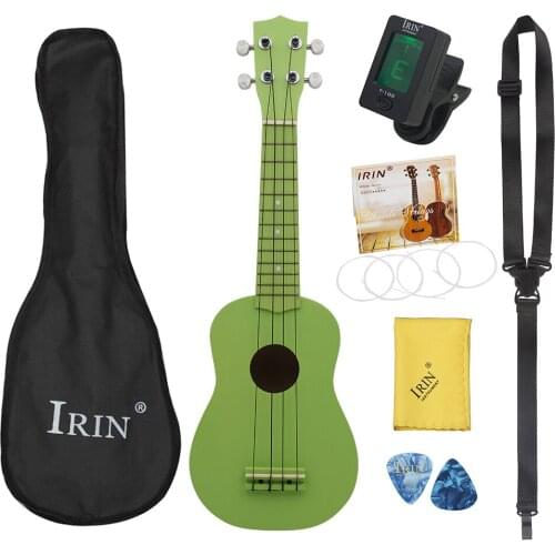 M MBAT 21 Inch Ukulele 4 Strings Solid Color Hawaiian Guitar Musical Gifts Instrument Ukulele Green Basswood Guitar with Gig Bag