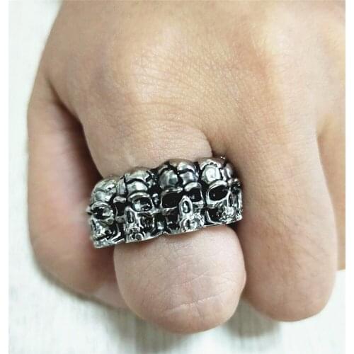Vintage Mens Skull Ring Punk Style Skull Head Skeleton Ring Motorcycle Party Cool Biker Ring Men Jewelry Fashion Accessories