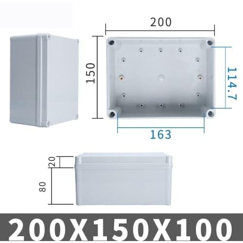 High-end Quality IP67 Waterproof DIY Electrical Junction Box ABS plastic Enclosure Case Outdoor Distribution box 200*150*100mm