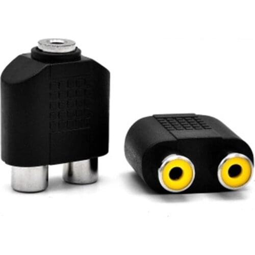 Y Type 3.5 mm Female Stereo Audio Jack to 2 Dual RCA Female Splitter Adapter VCD DVD Connector Converter