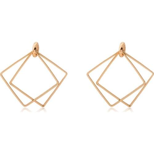 Retro Creative Square Stud Earrings For Women Korean Simple Hollow Geometric Rhombus Earings Wedding Jewelry Pendientes