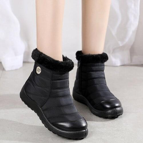Women Snow Boots Winter Casual Non-Slip Ladies Ankle Boots Plush Furry Warm Female Shoes Waterproof Comfortable Side Zipper
