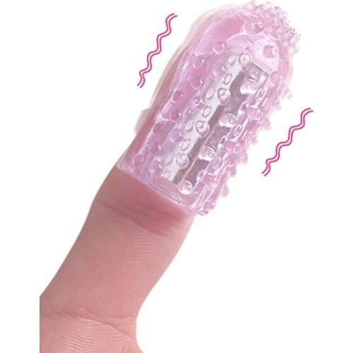 1pcs Mini Finger Vibration Sleeve Handle AV Finger Cover Transparent G Point Stimulation Shock Adult Masturbation Tools EK