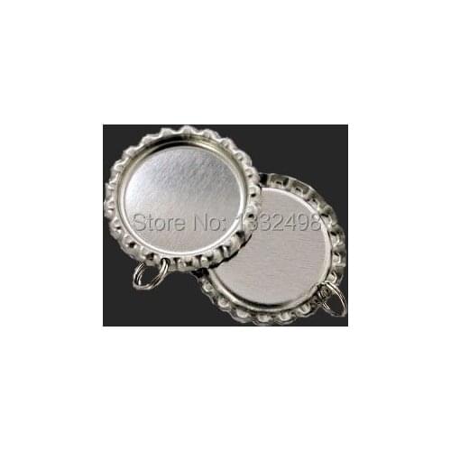 1000 Pcs Sliver Flattened Chrome Bottle Cap art With Holes and Rings For DIY Bows Pendant Jewelry Bottle Cap Crafts for Sale