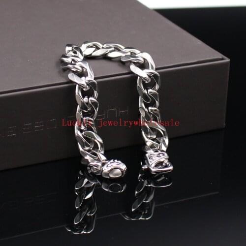 2020 Jewelry vintage 8.66'' Stainless Steel Cuban Curb Link Chain Bracelet for husband / father gifts 13mm