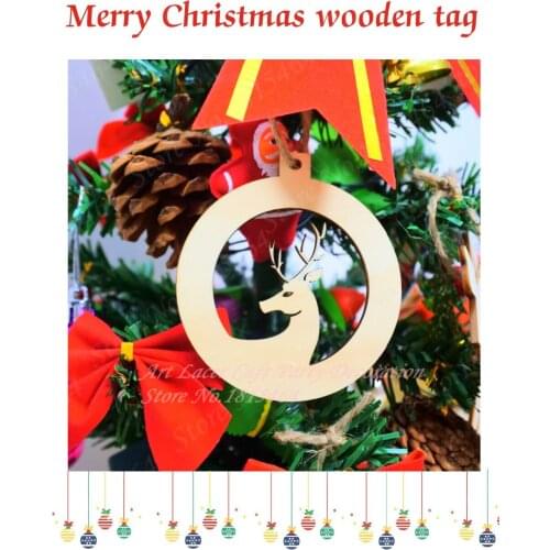 60pcs Christmas Tree Decoration Deer Wooden Tags Christmas Ornaments Deer Tag New Year Holiday Party Navidad Home Decor
