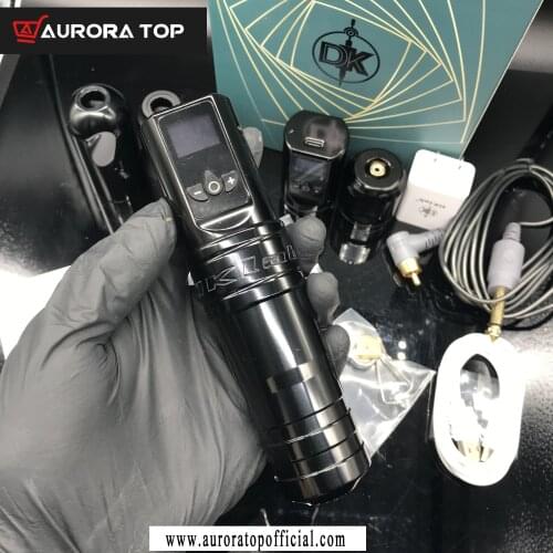 Wireless Tattoo Machine Pen Gun,Extra 2 Grips & Rca Connector,for Permanent Makeup,Coreless Motor,DK-W1 Pro