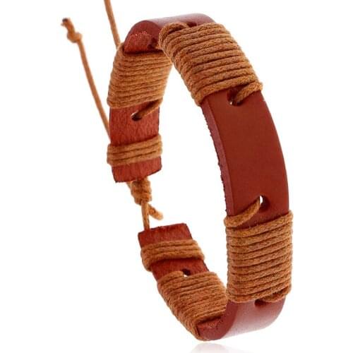 Jessingshow Bracelet for Men Genuine Leather Bangles Adjustable Cowhide Braided Wrap Trendy Brown Bracelet Women Small Gift