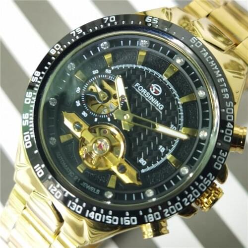FORSINING Business Mens Watch Stainless Steel Automatic Mechanical Watches For Men Fly Tourbillon Wristwatches Reloj Hombre