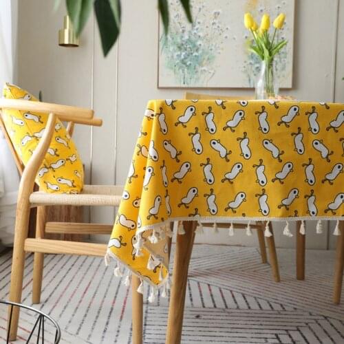 Cartoo Duck Table Cover Small Fresh Style Background Cloth Table Cloth Dining Tablecloths Banquet Furniture Dustproof Cover